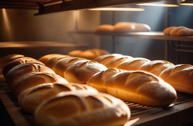 se hornea pan fresco en la panadería