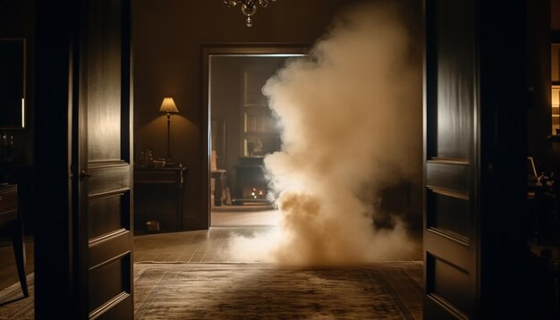 Foto el horno antiguo arde con elegancia en el espeluznante apartamento generado por ia