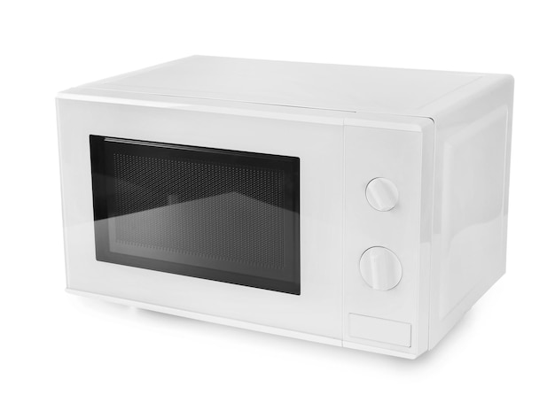 Foto horno microondas sobre fondo blanco.