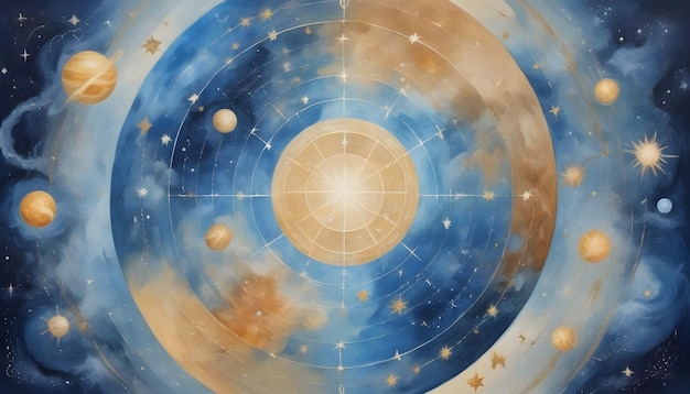 El horóscopo de la astrología rodea el universo