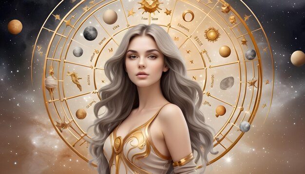 Horoskopkreis für alle Sternzeichen schöne Frau