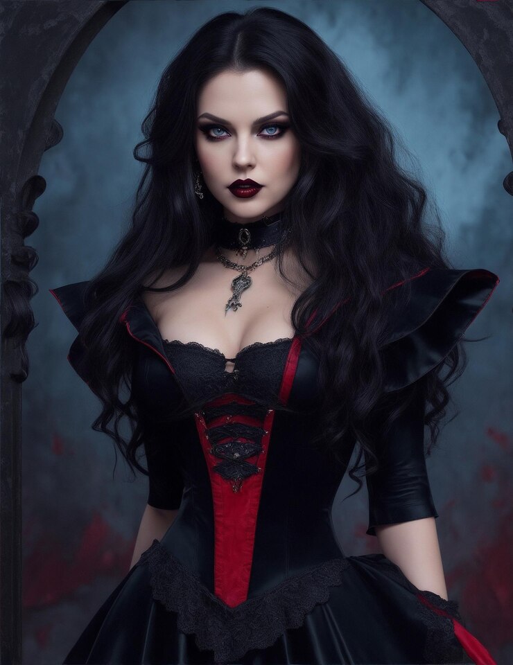 Un horrible guerrero sensual en un elegante vestido negro parece una imagen fotorrealista impresionante 4k