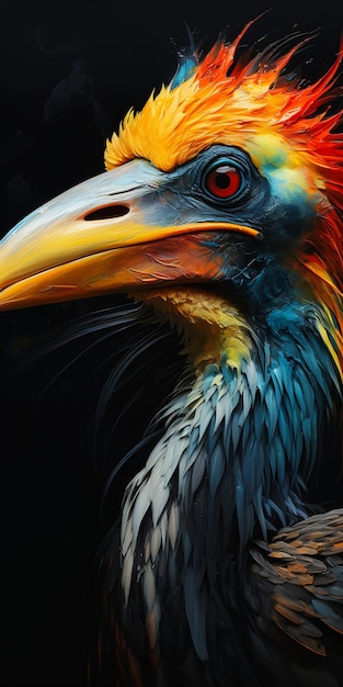 El horrible retrato del pájaro de colores brillantes del dinosaurio de antaño