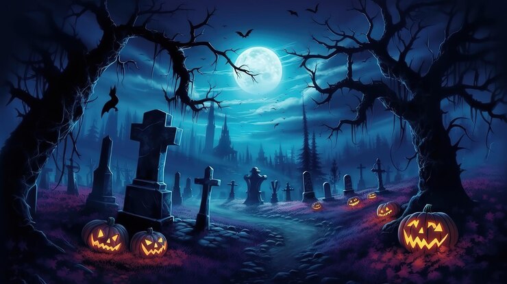 Horror cementerio de noche Arte digital Generativo ai