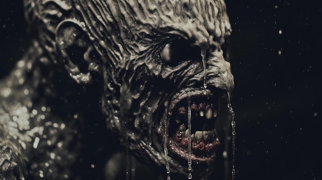 Foto horror wallpaper zombie-monster-gesicht im wasser 3d-horrorbilder