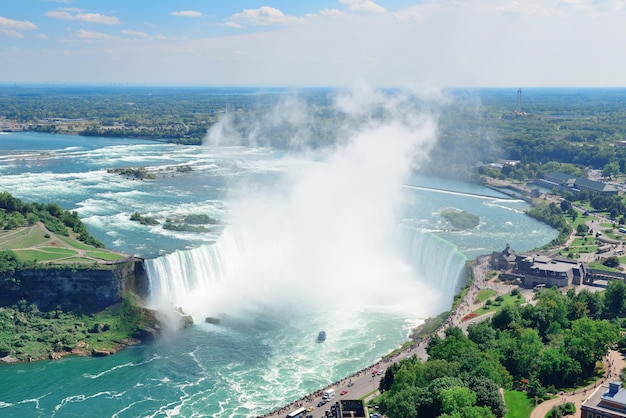 Horseshoe Falls Luftaufnahme am Tag mit Nebel von den Niagarafällen