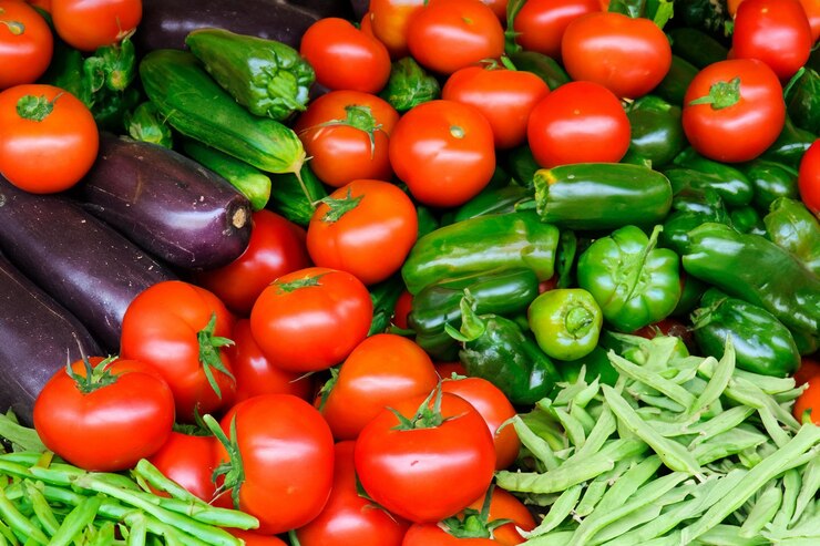 Foto hortalizas en el fondo del mercado