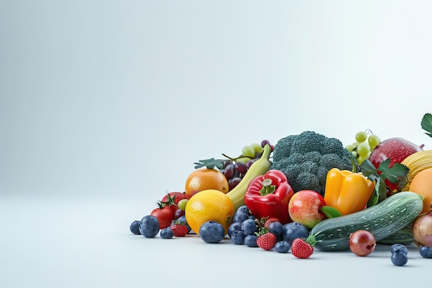 hortalizas Frutas y hortalizas aisladas sobre un fondo blanco