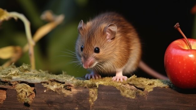 Horticultura Los voles se alimentan de manzanas caídas del árbol en el jardín hasta las heladas AI Generative