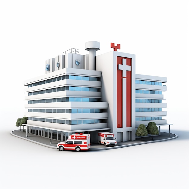 Foto hospital em fundo branco isolado