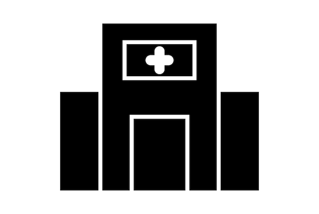 Hospital glifo icono arte plano cuidado de la salud símbolo minimalista médico signo ilustraciones