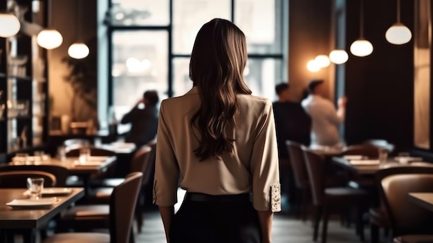 Hostess steht im Restaurant Generative AI