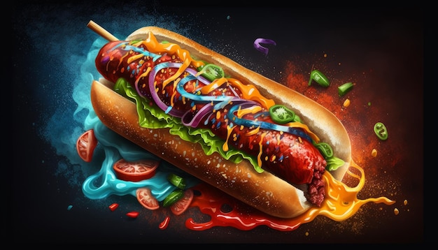 Hot and Juicy Hot Dog Perfection AI Generativo