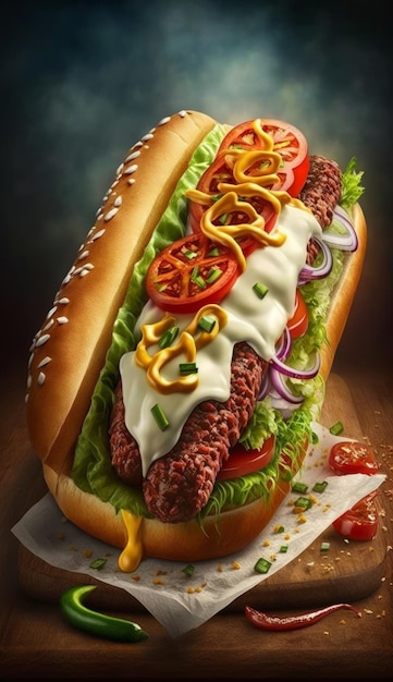 Hot and Juicy Hot Dog Perfection AI Generativo