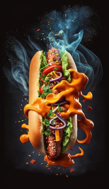 Hot and Juicy Hot Dog Perfection AI Generativo