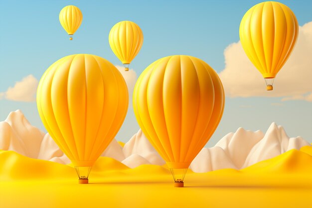 Hot-Ballons-Mockup-Banner auf gelbem Hintergrund generiert von KI