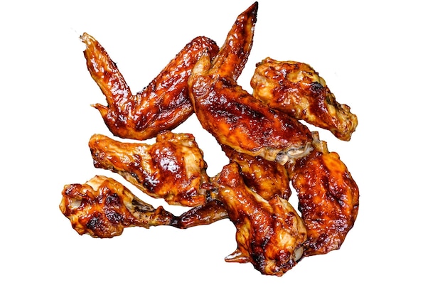 Hot Barbecue Chicken Wings mit Soße bbq isoliert auf weißem Hintergrund