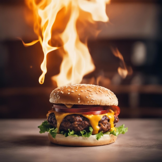 Hot Cheese Burger AI-Bild