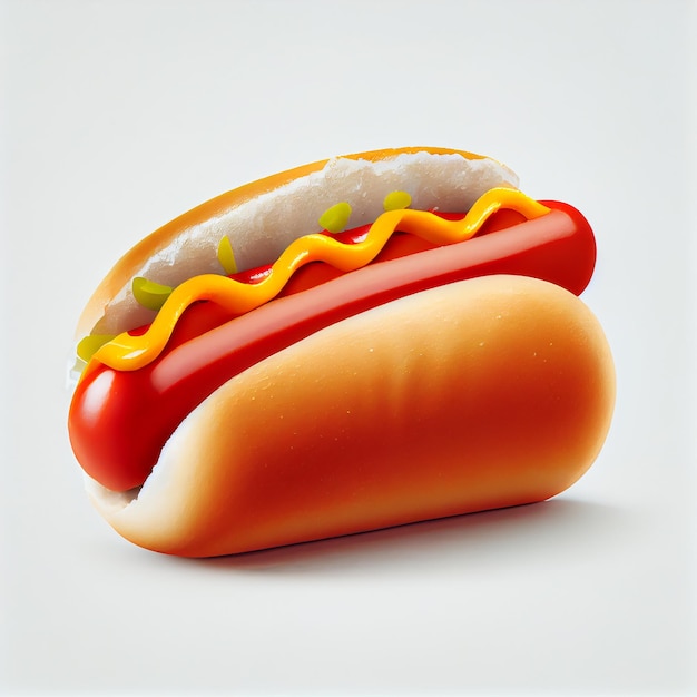 Hot Dog auf weißem Hintergrund Generative AI