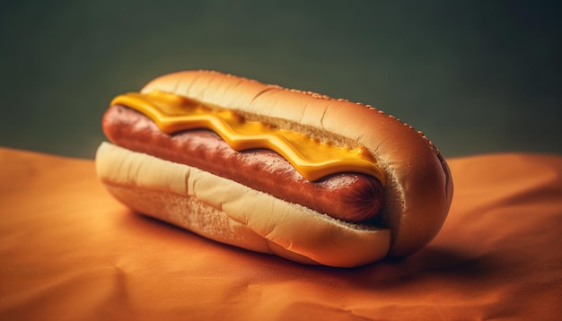 Hot dog grelhado em pão um lanche de piquenique americano clássico gerado por inteligência artificial