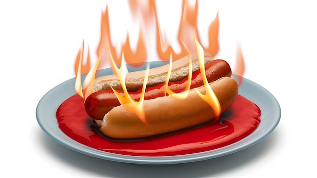 Hot-Dog-Mahlzeit im Feuer