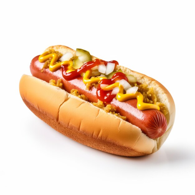 Hot Dog Neogeoinspirado em fundo branco