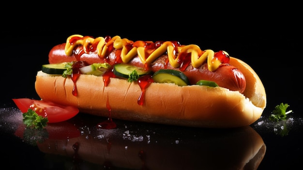 hot dog a la parrilla en panecillo con ketchup, un clásico americano