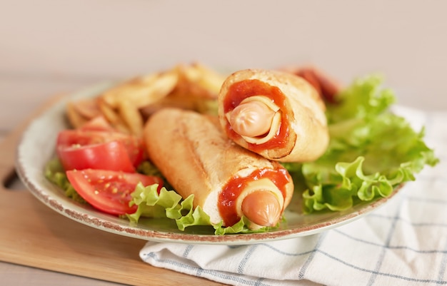 hot dog con verduras para el Oktoberfest