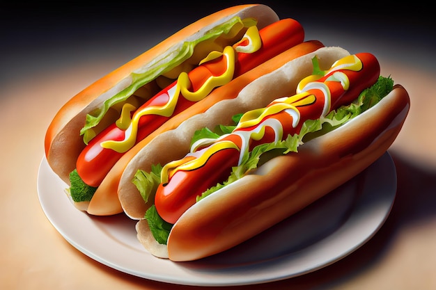 Hot Dogs und Gemüse auf Kraftpapier Nahaufnahme