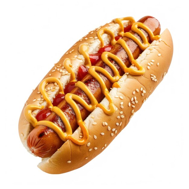 Foto hotdog auf weißem hintergrund