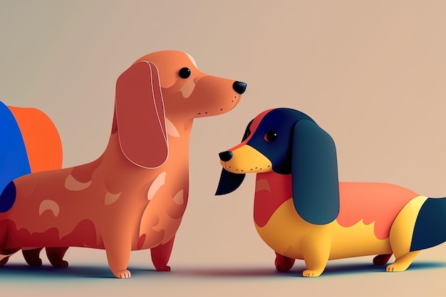 Hotdog dachshunds en una linda animación