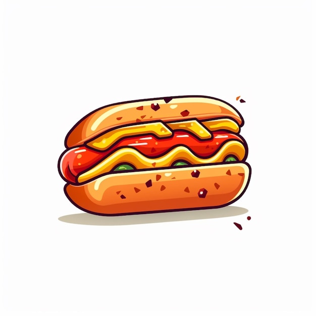 Hotdog-Logo-Vektor flacher weißer Hintergrund
