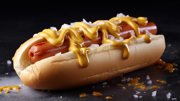 Hotdog mit Wurst, getränkt in saftiger Mayonnaise-Sauce