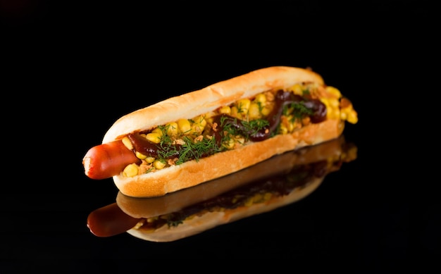 Foto hotdog no canto inferior direito para