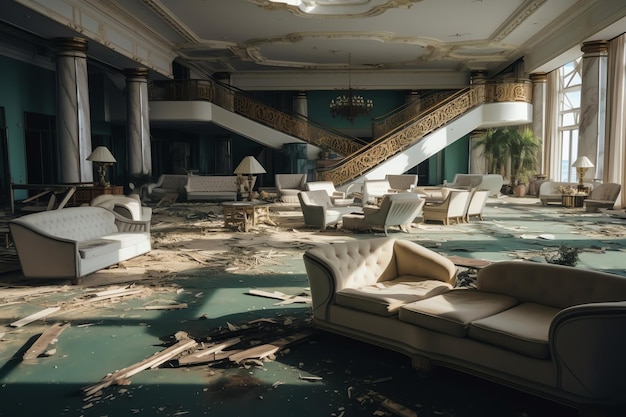 Foto hotel de luxo abandonado velhas lembranças de um lugar que parecia bonito