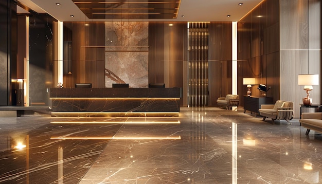 Hotel de lujo moderno y recepción de oficinas