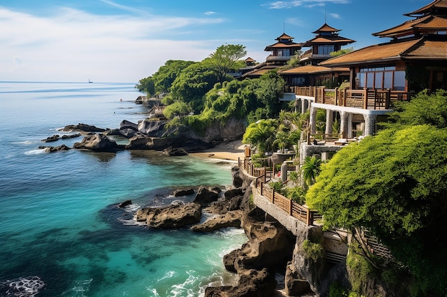Hotel resort de luxo perto da Baía de Jimbaran em Bali para acomodações de férias em dias claros