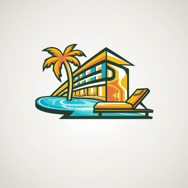 Hotel y Resort imagen de estilo vectorial colorido