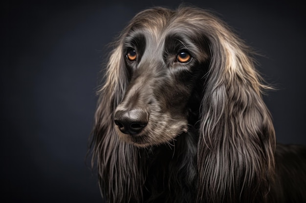 Hound afgano closeup retrato en estudio