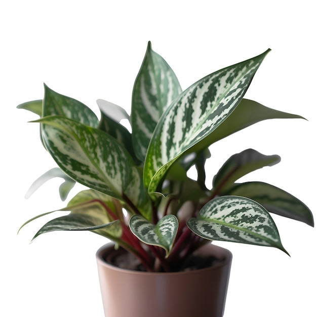 Houseplant Aglaonema em uma panela isolada no fundo branco