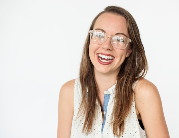 hoyuelos dispara gafas sonrisa retrato positividad