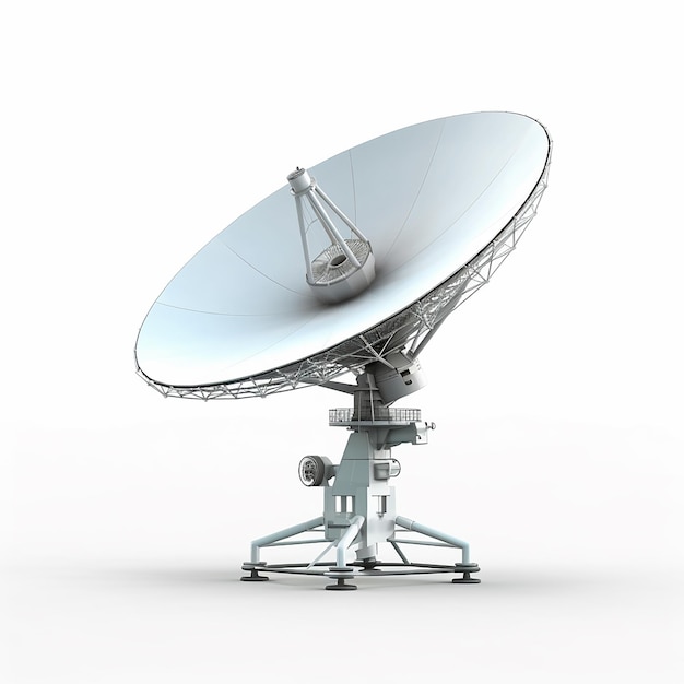 Hub Broadcast Grande antena parabólica isolada em fundo branco gerada