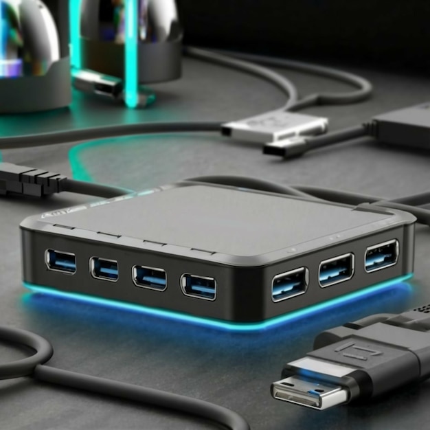 Foto hub usb moderno e tecnológico