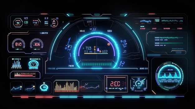 HUD Elements Pack HudGUI para el diseño de fondo del juego Fondo de tecnología Datos digitales IA generativa