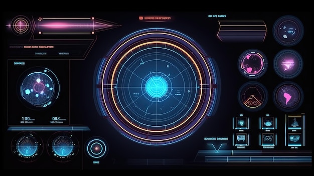 HUD Elements Pack HudGUI para el diseño de fondo del juego Fondo de tecnología Datos digitales IA generativa