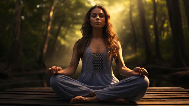 hübsche junge Frau macht Yoga in der Natur Yoga Zeit in der Natur Frau entspannt sich in der Natur