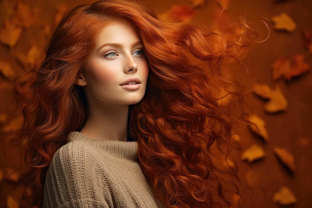 Hübsche rothaarige Frau in der Herbstsaison