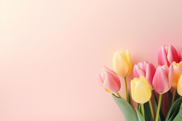 hübsche Tulpen auf pastellfarbenem Hintergrund