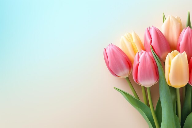 hübsche Tulpen auf pastellfarbenem Hintergrund