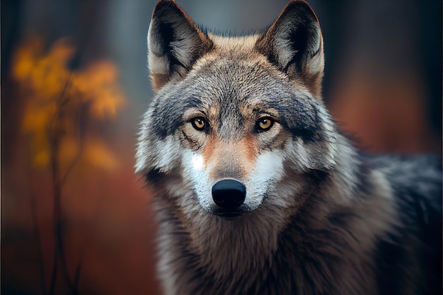 Hübscher grauer Wolf, Lupus, nahe Wald